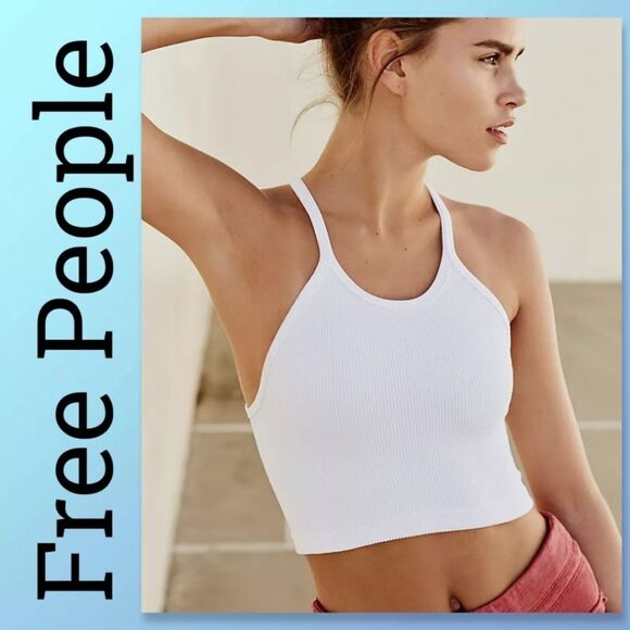 NWOT Free People Happiness Runs Crop Tank in White - Picture 1 of 9